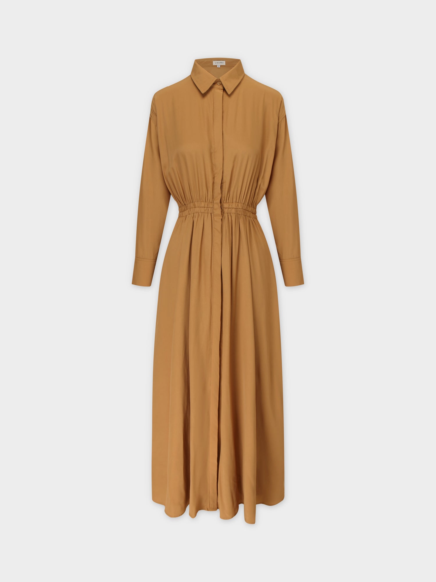 ELASTIC WAIST SHIRTDRESS-CARAMEL