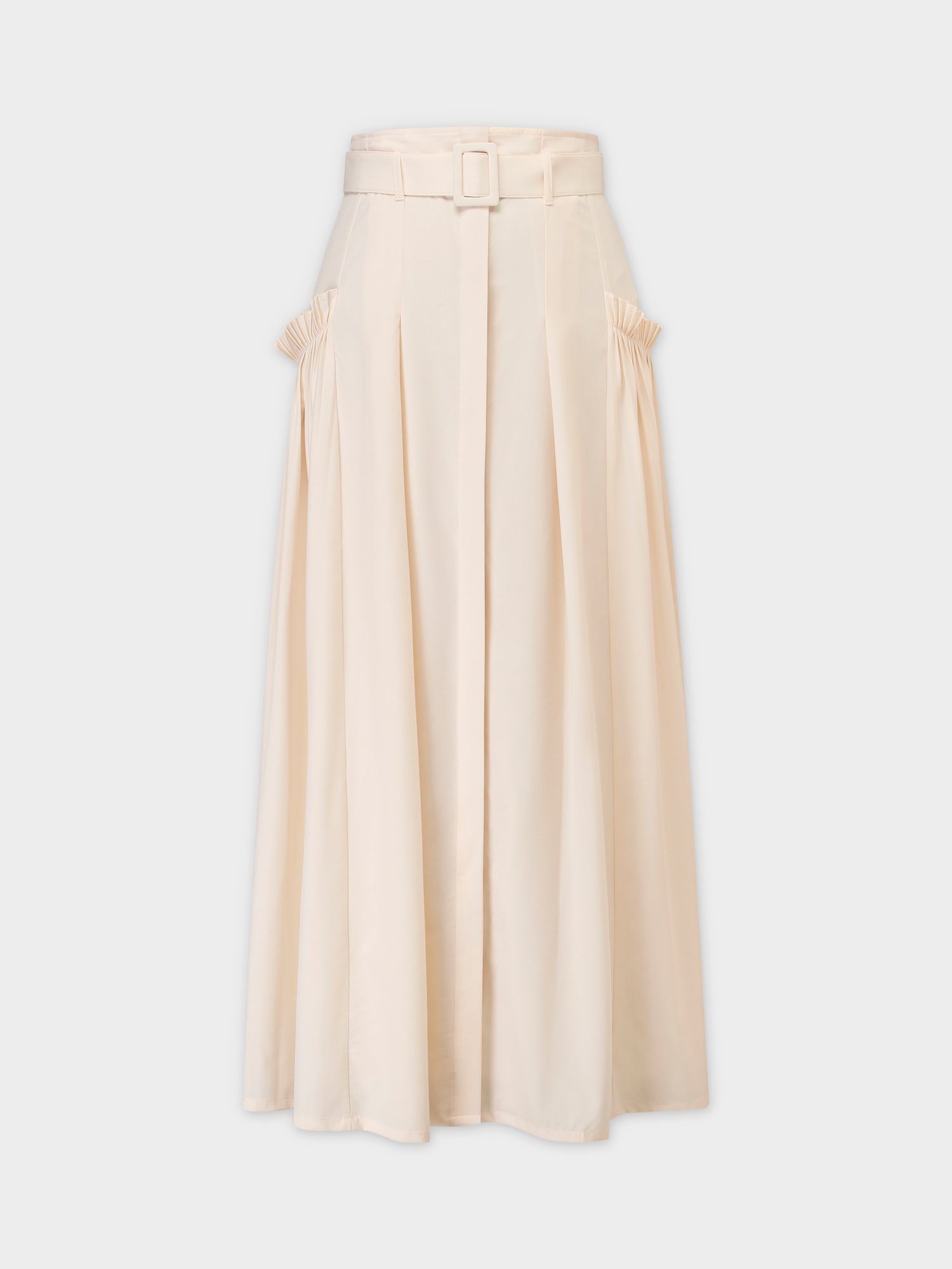 Pintuck Pocket Skirt-Ivory