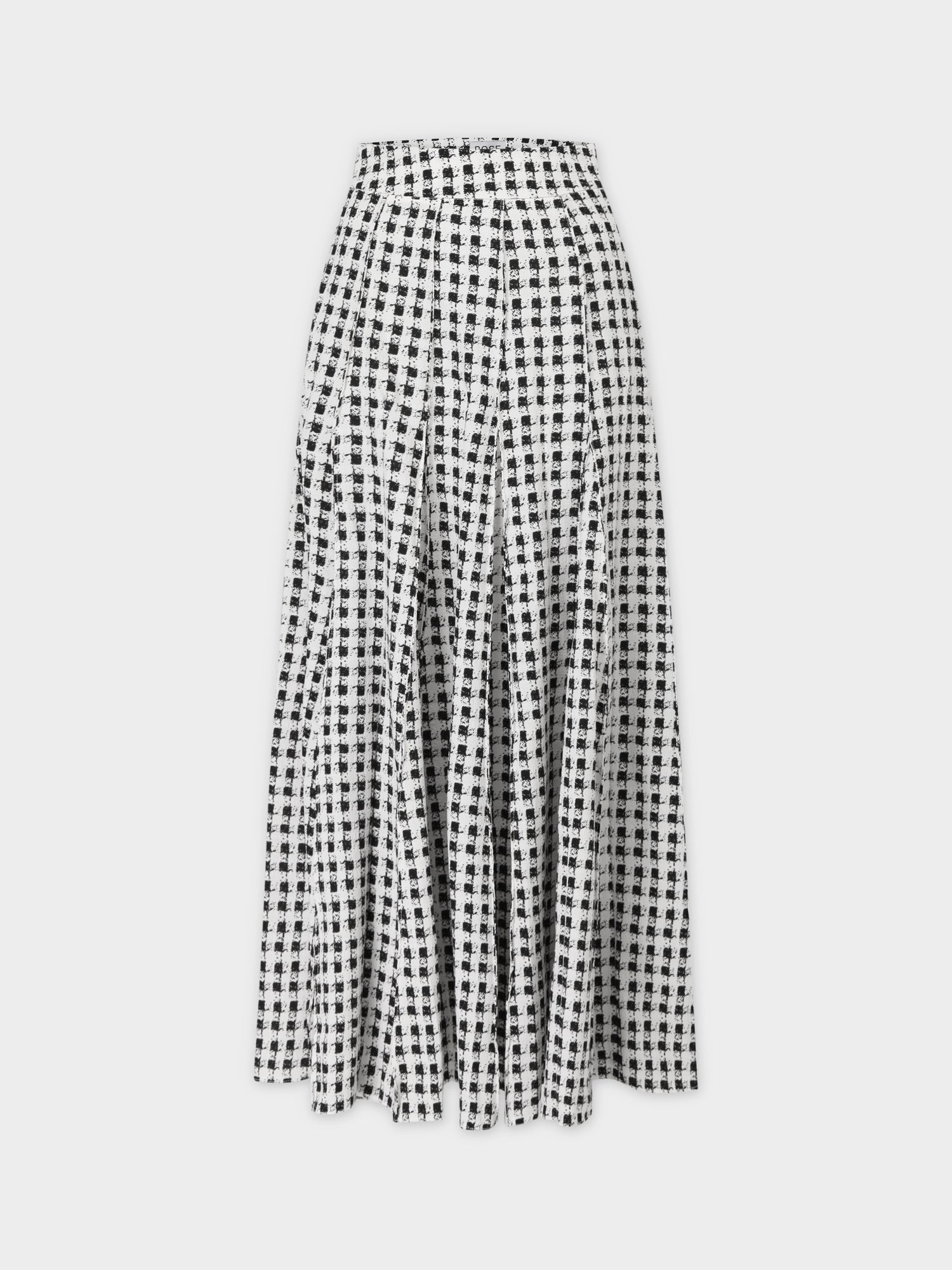 Top Stitched Pleated Skirt-B/W Checkered