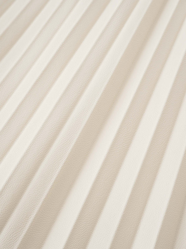 Accordion Pleated Faux Leather Skirt-Ivory