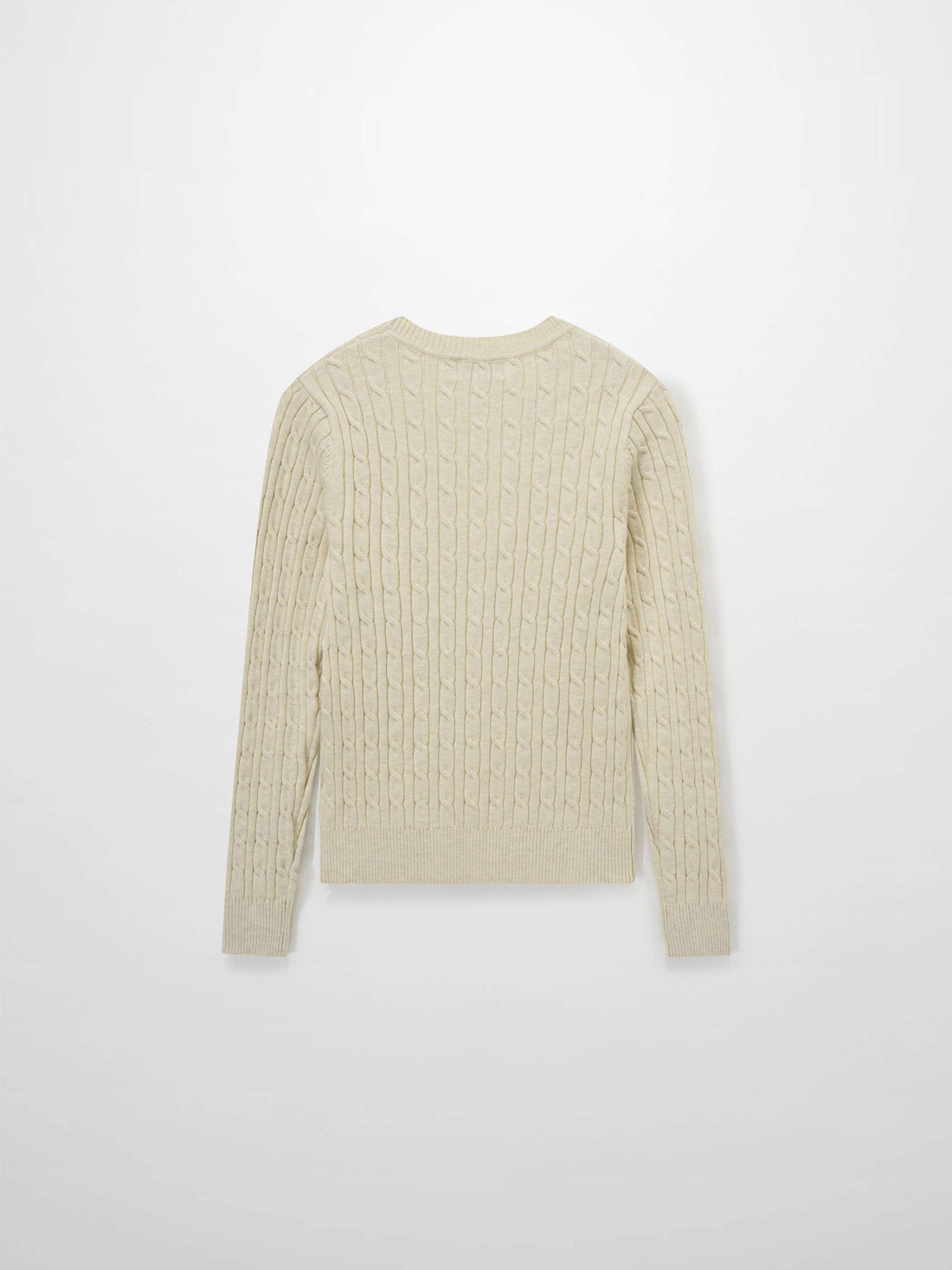 Crew Neck Cable Sweater-Bone
