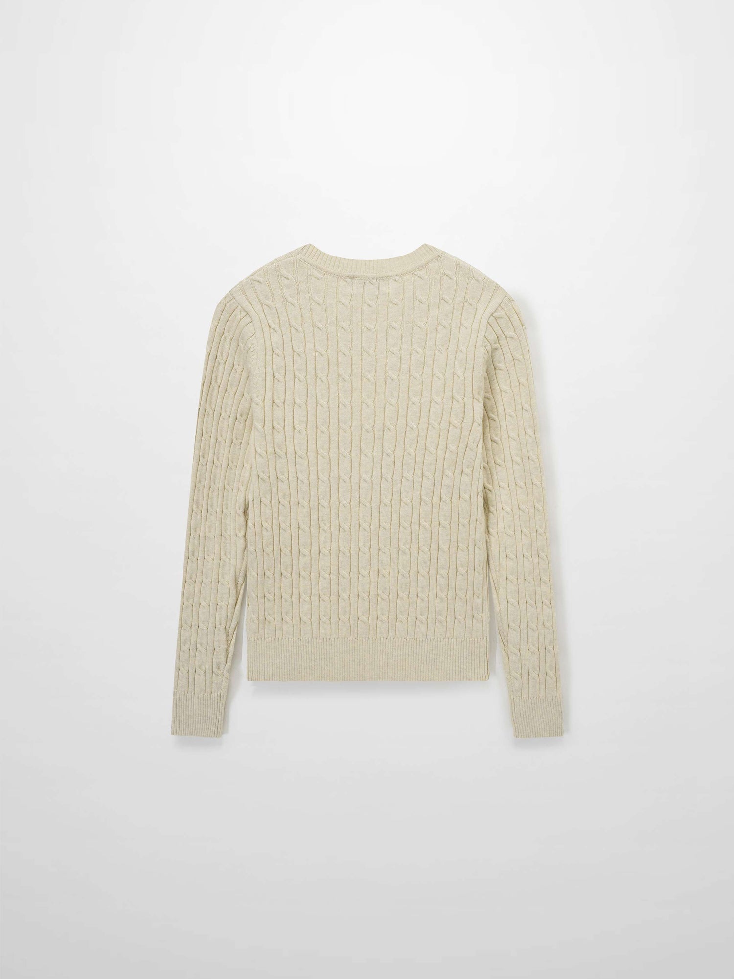 Crew Neck Cable Sweater-Bone