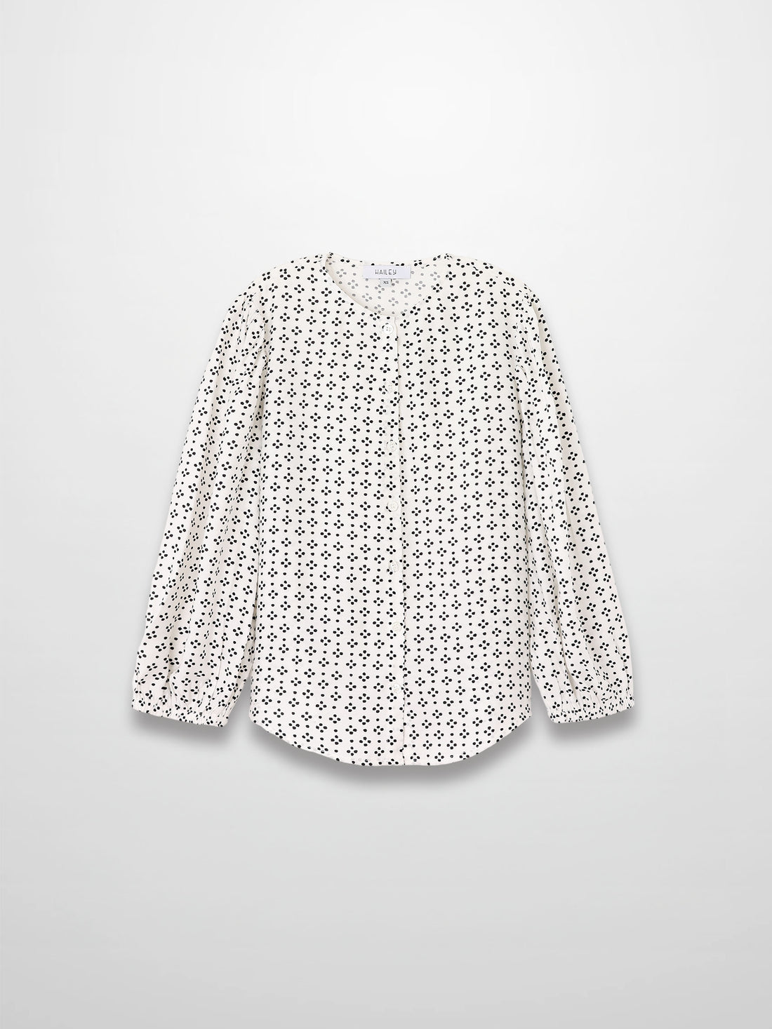 Puff Sleeve Button Down Blouse-Black/White Polka Dot