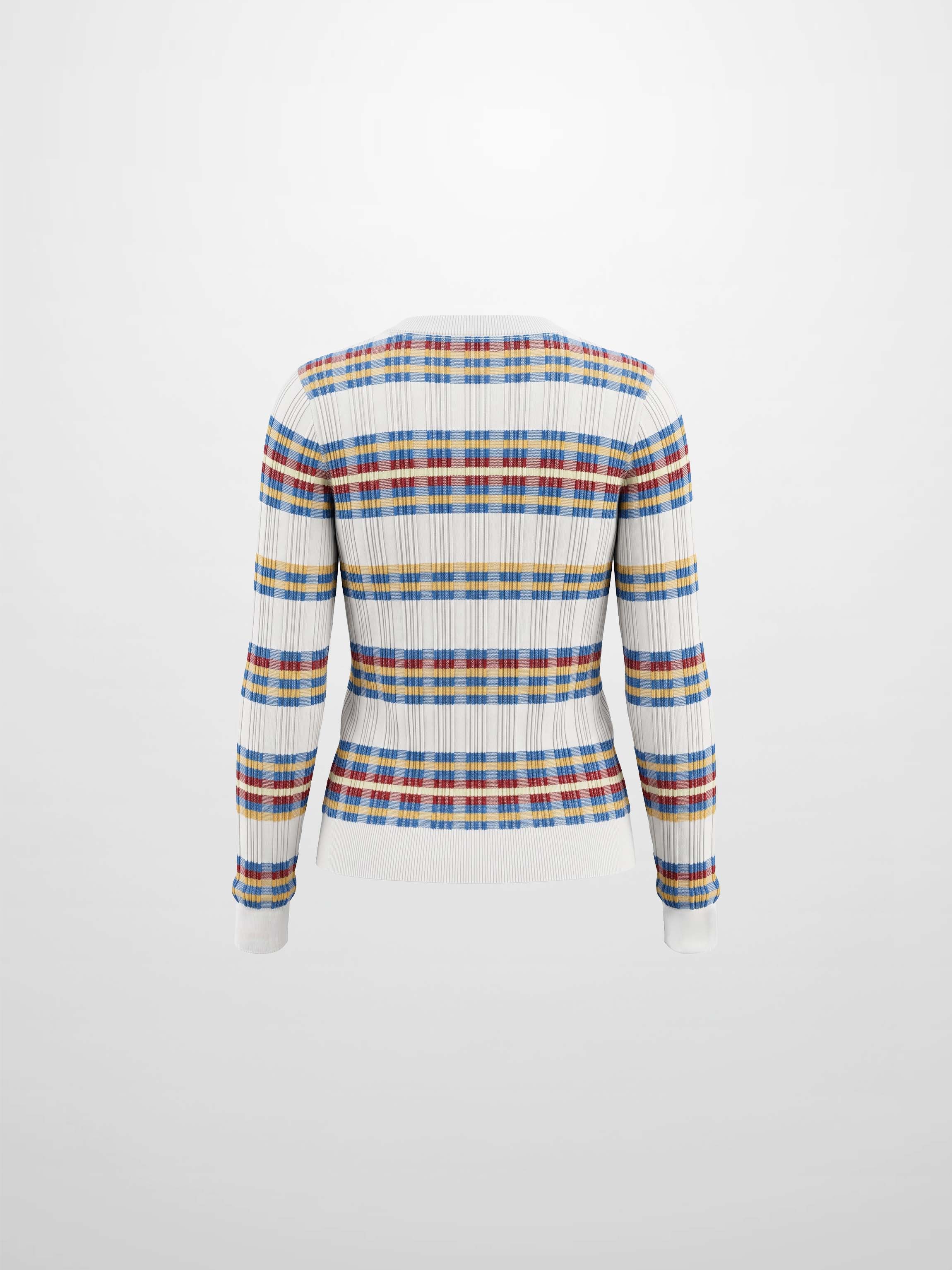 Mixed Ribbed Stripe Sweater - White
