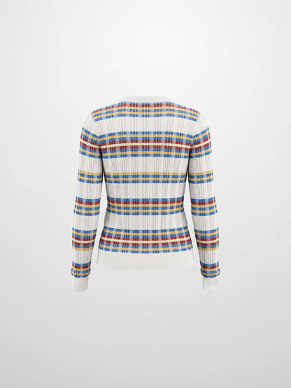 Mixed Ribbed Stripe Sweater - White