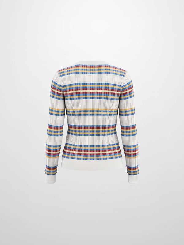 Mixed Ribbed Stripe Sweater - White