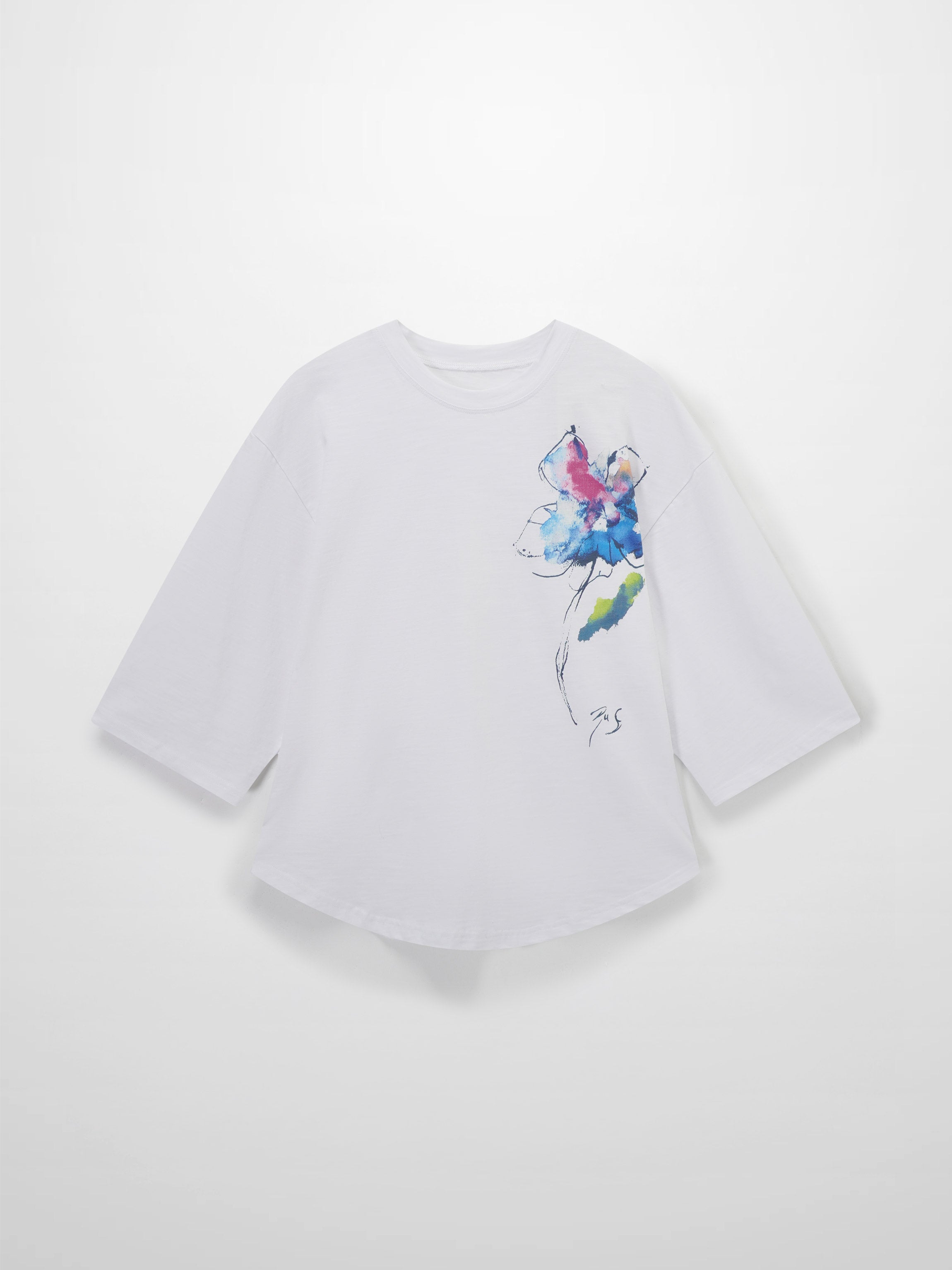 Floral Motif Oversized Tee-Multi