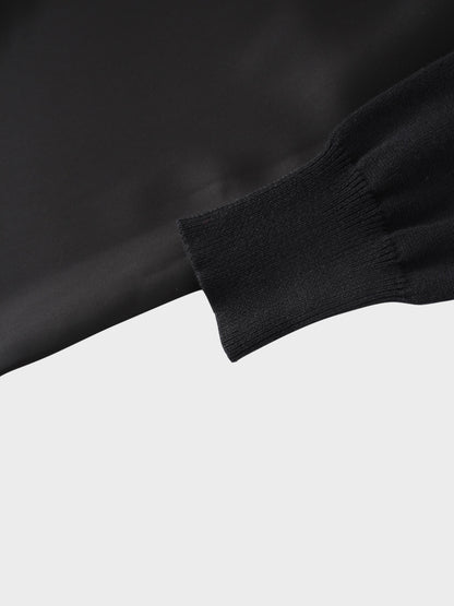 Knit Top Mock Neck Dress-Black