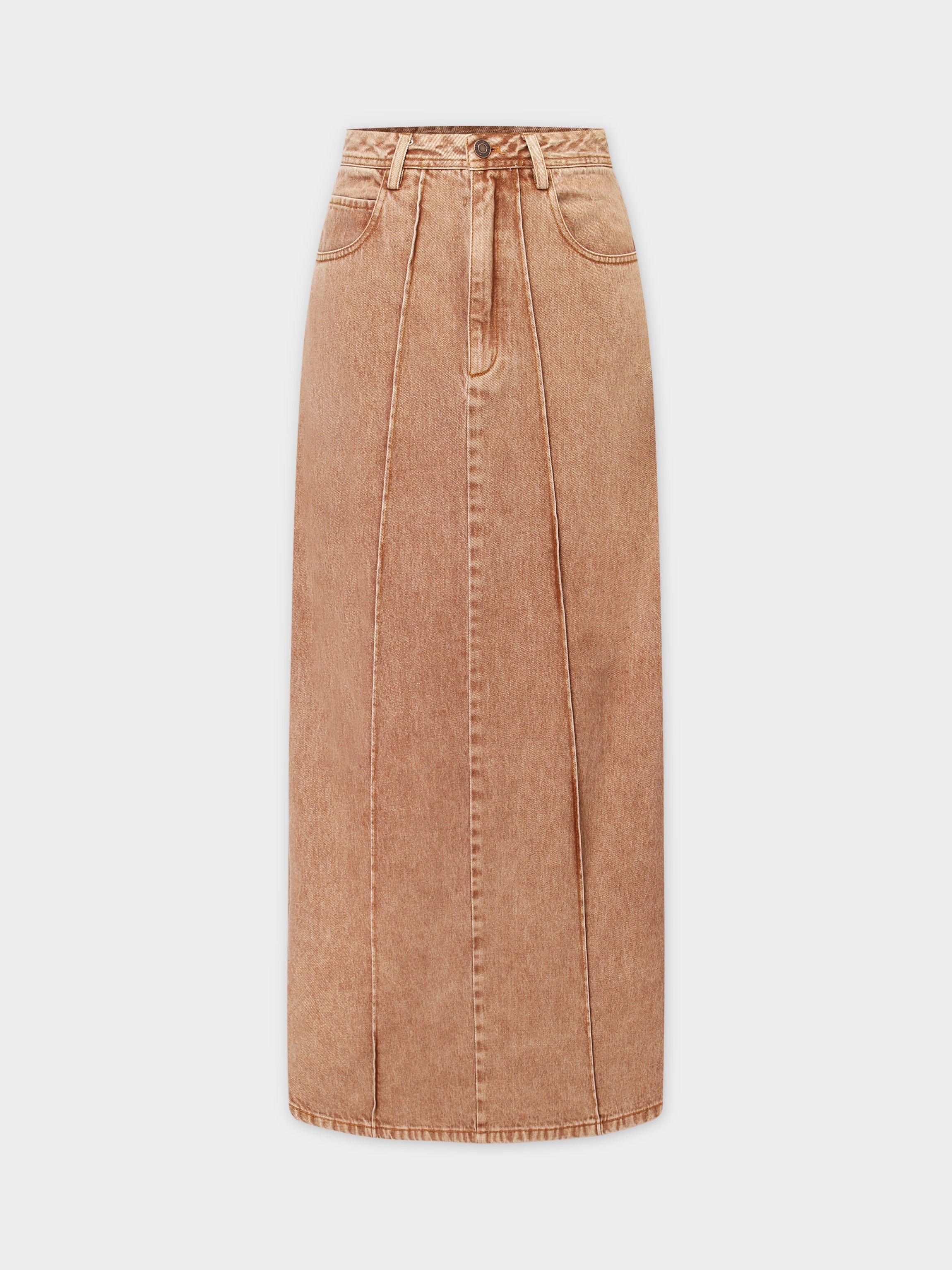 Brown denim pencil skirt hotsell