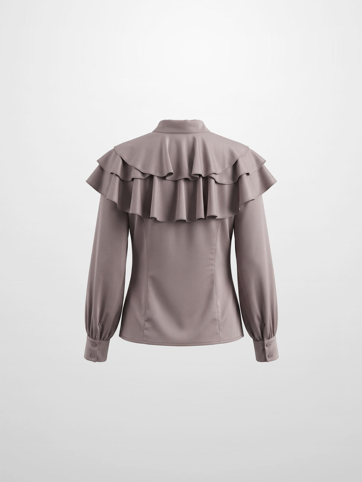Double Ruffle Faux Satin Blouse - Mauve