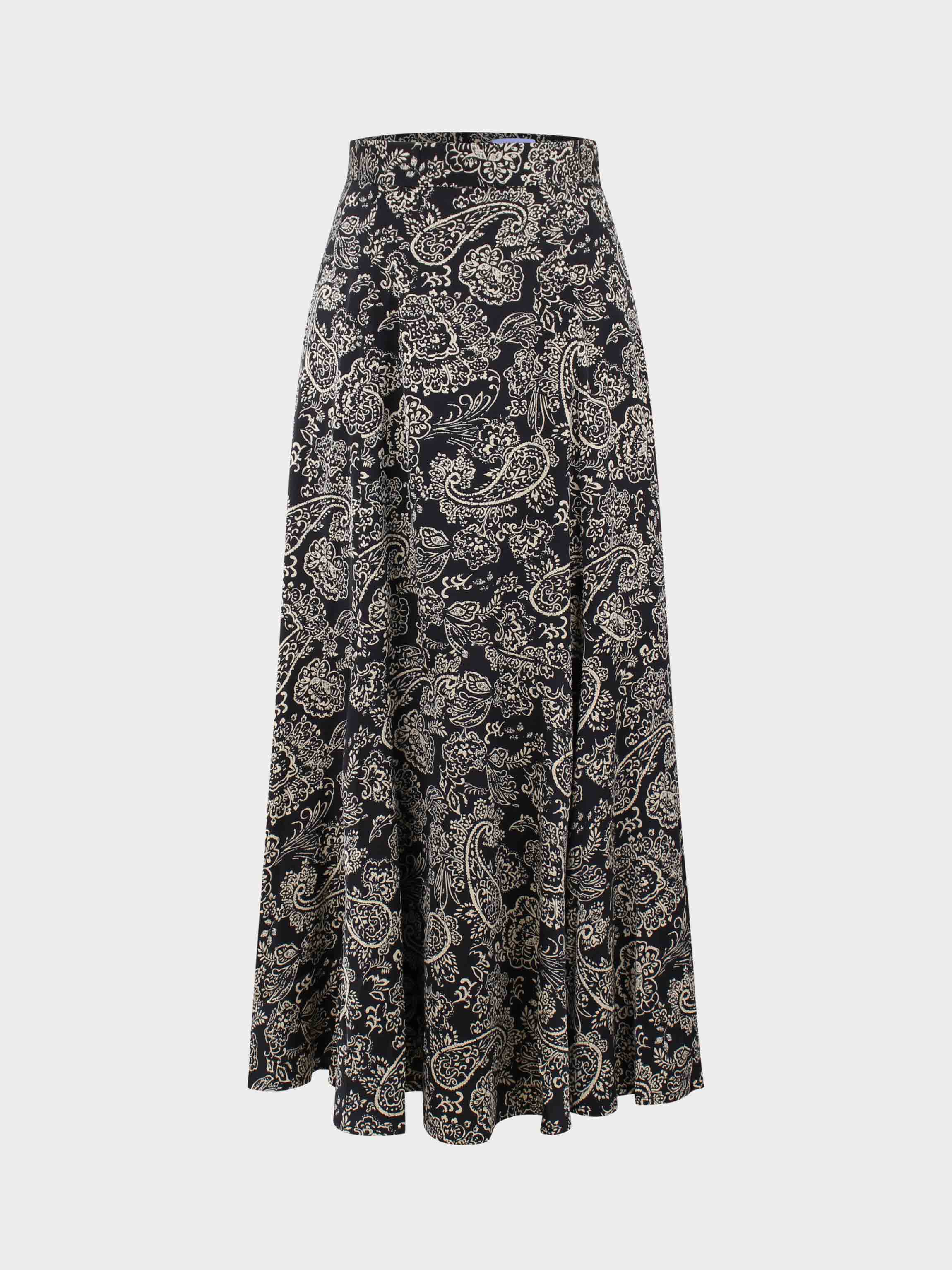 Printed Trumpet Skirt-Gold Floral