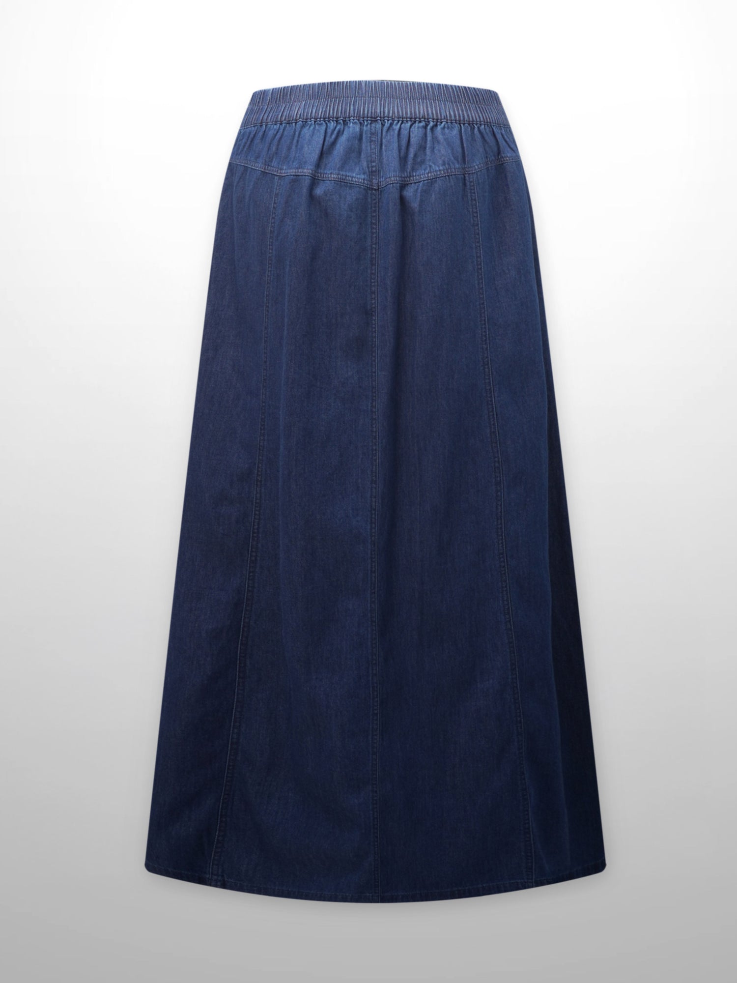 Elastic Waist Denim Skirt-Blue