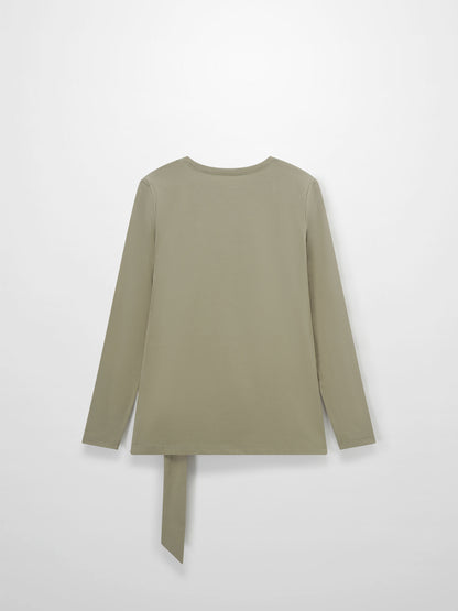 Side Tie T-Shirt-Olive Green