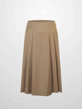 Yoke Pleated Skirt-Camel
