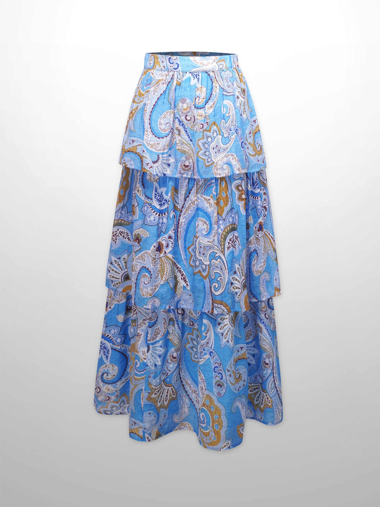 Layered Skirt-Light Blue Paisley