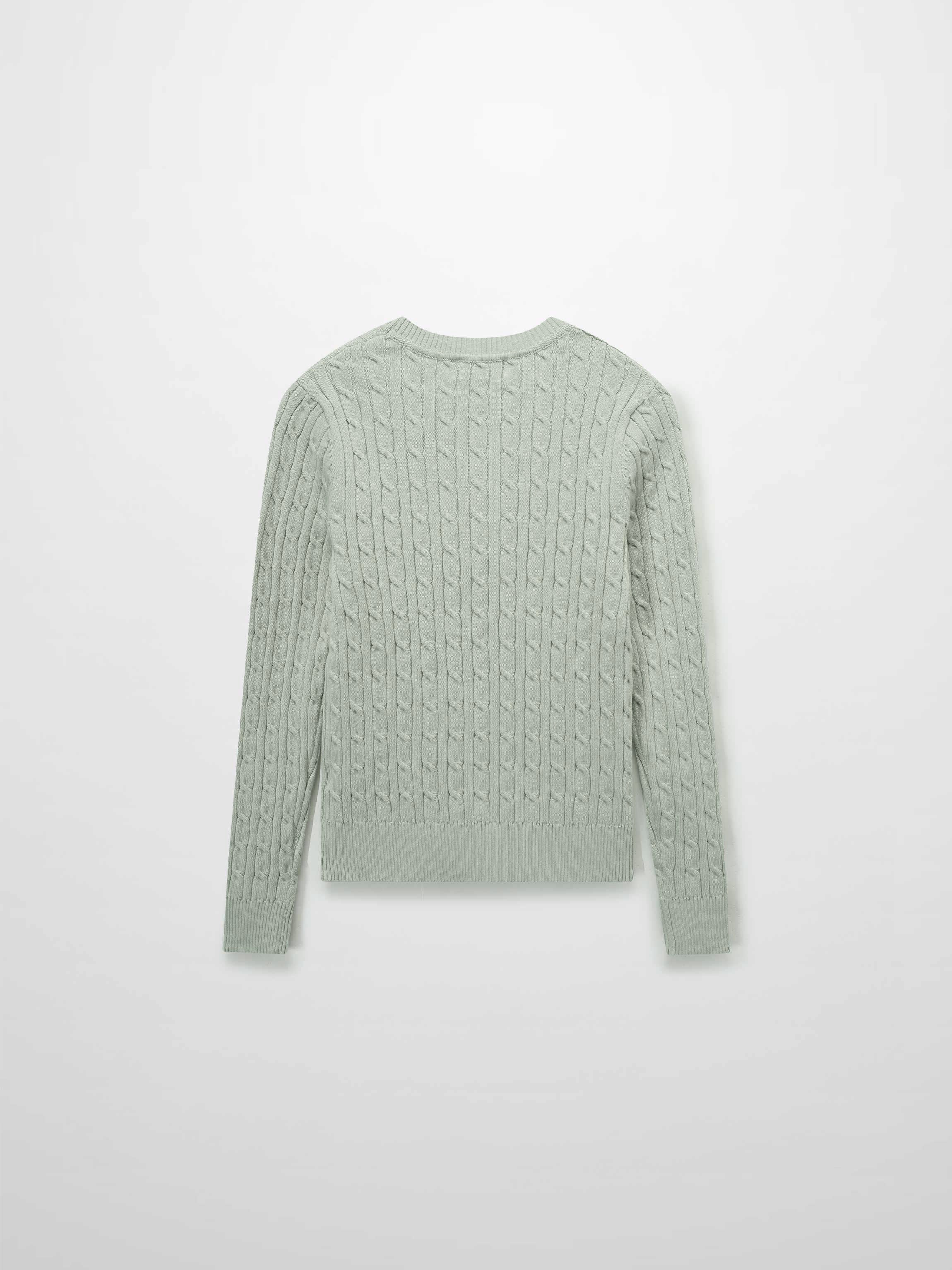 Crew Neck Cable Sweater-Mint