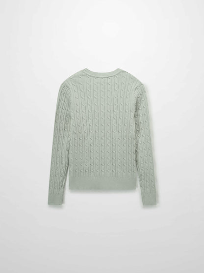 Crew Neck Cable Sweater-Mint