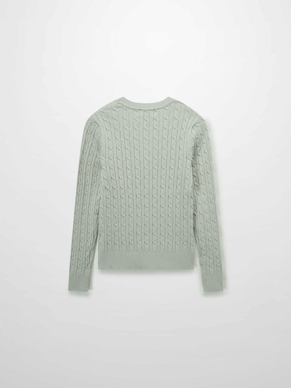 Crew Neck Cable Sweater-Mint