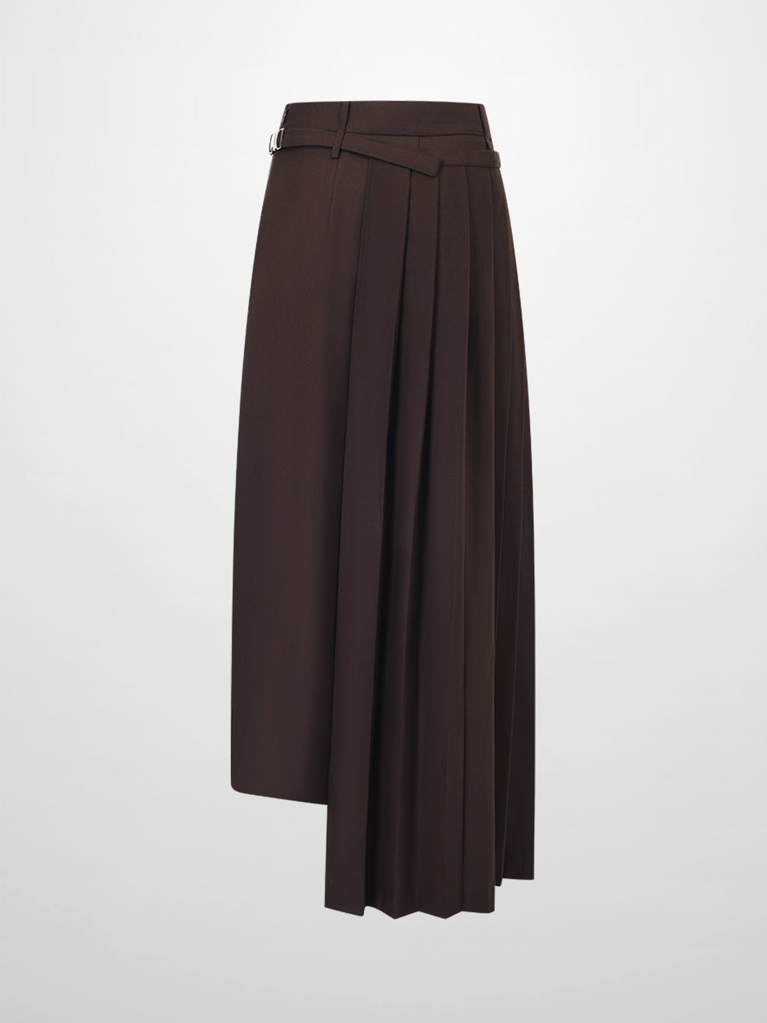 Pencil Pleat Combo Skirt-Dark Brown