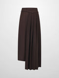 Pencil Pleat Combo Skirt-Dark Brown