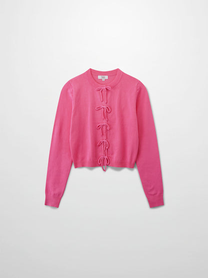 5 Bow Crop Cardigan-Pink