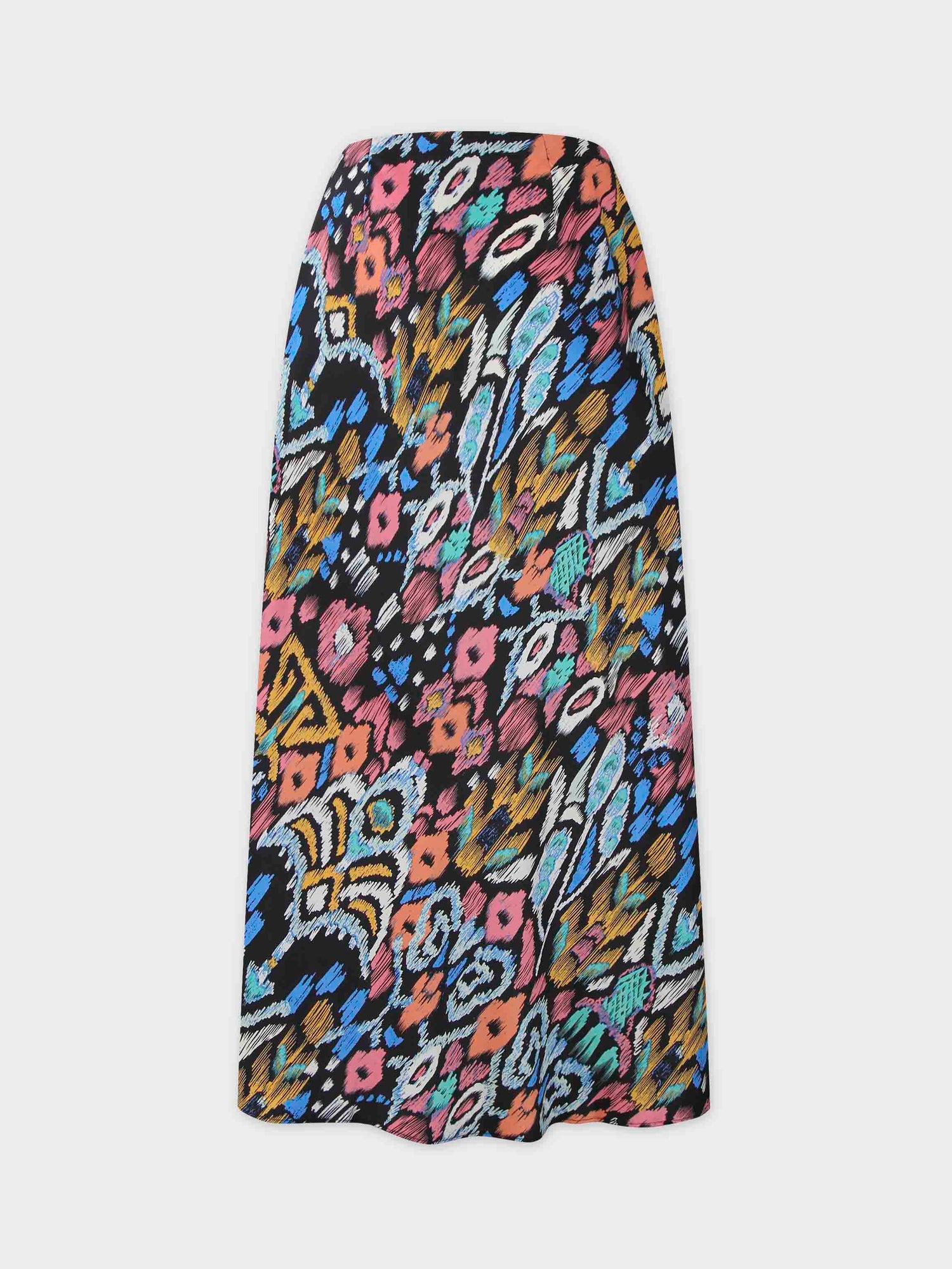 Printed Satin Slip Skirt-Multi Color