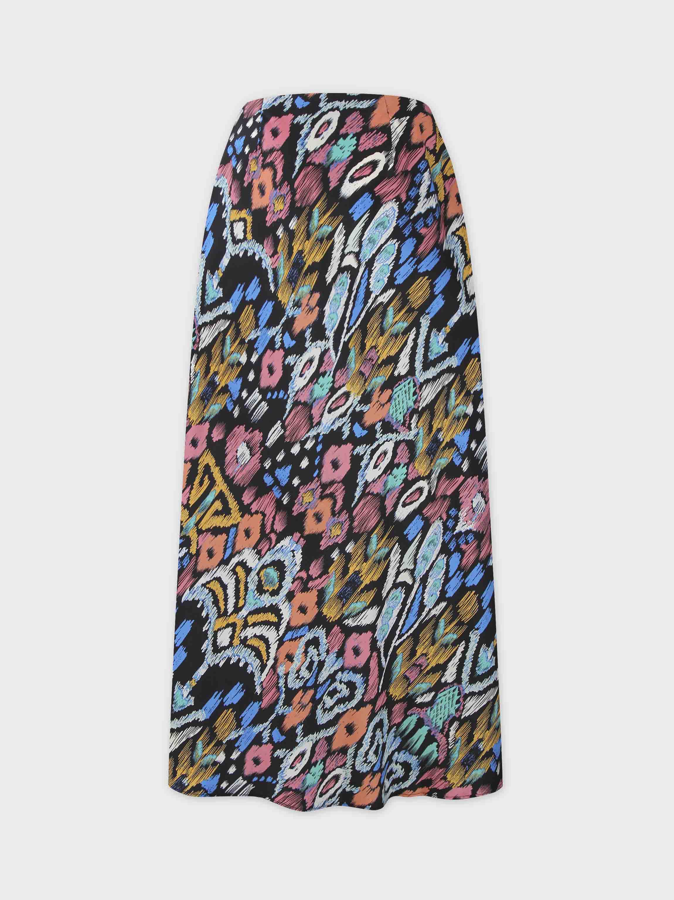 Printed Satin Slip Skirt-Multi Color