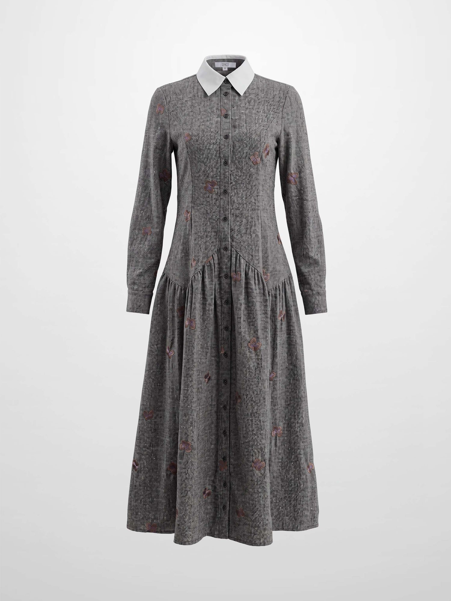 Drop Waist Shirtdress - Embroidered Butterfly
