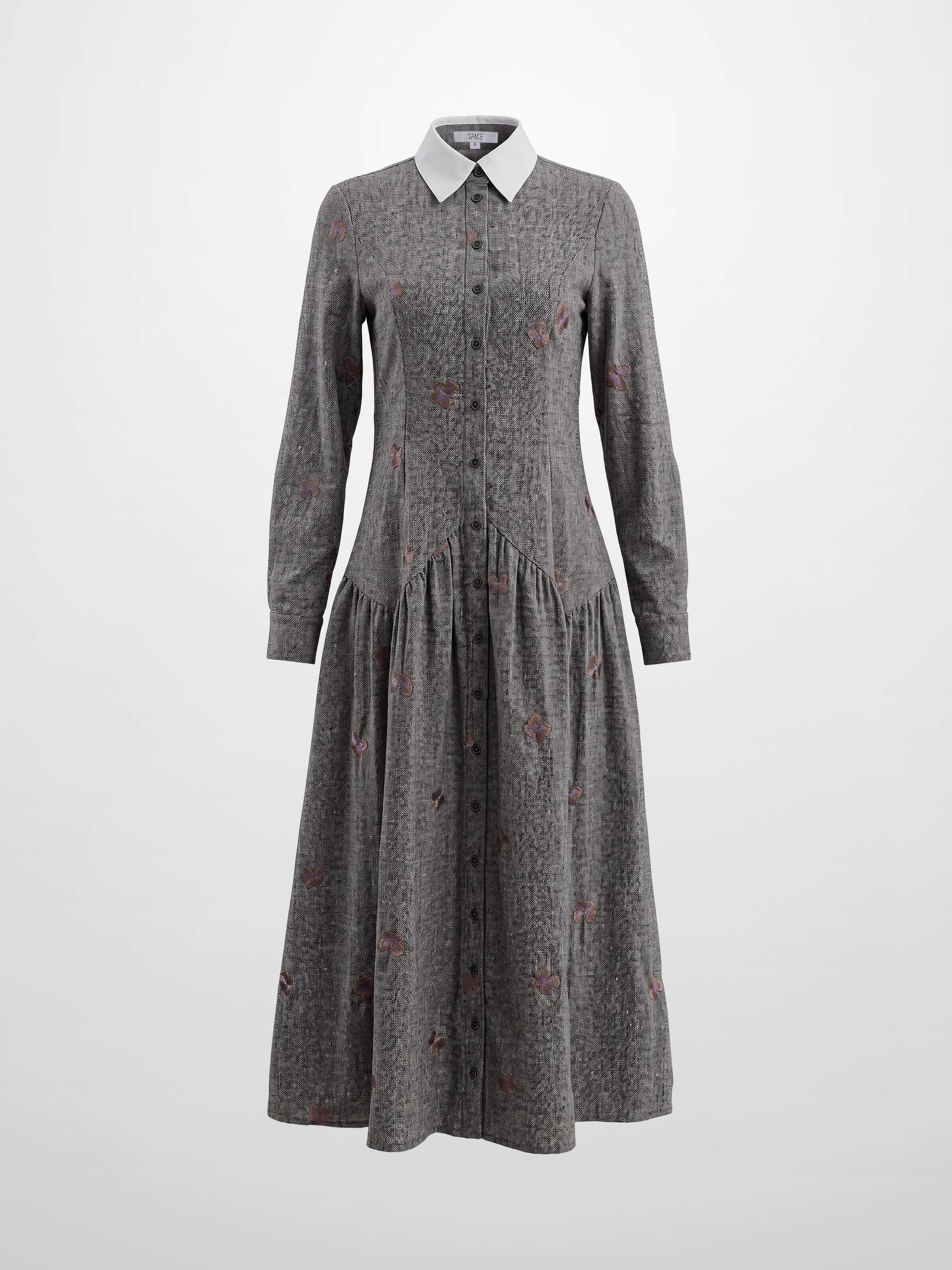 Drop Waist Shirtdress - Embroidered Butterfly