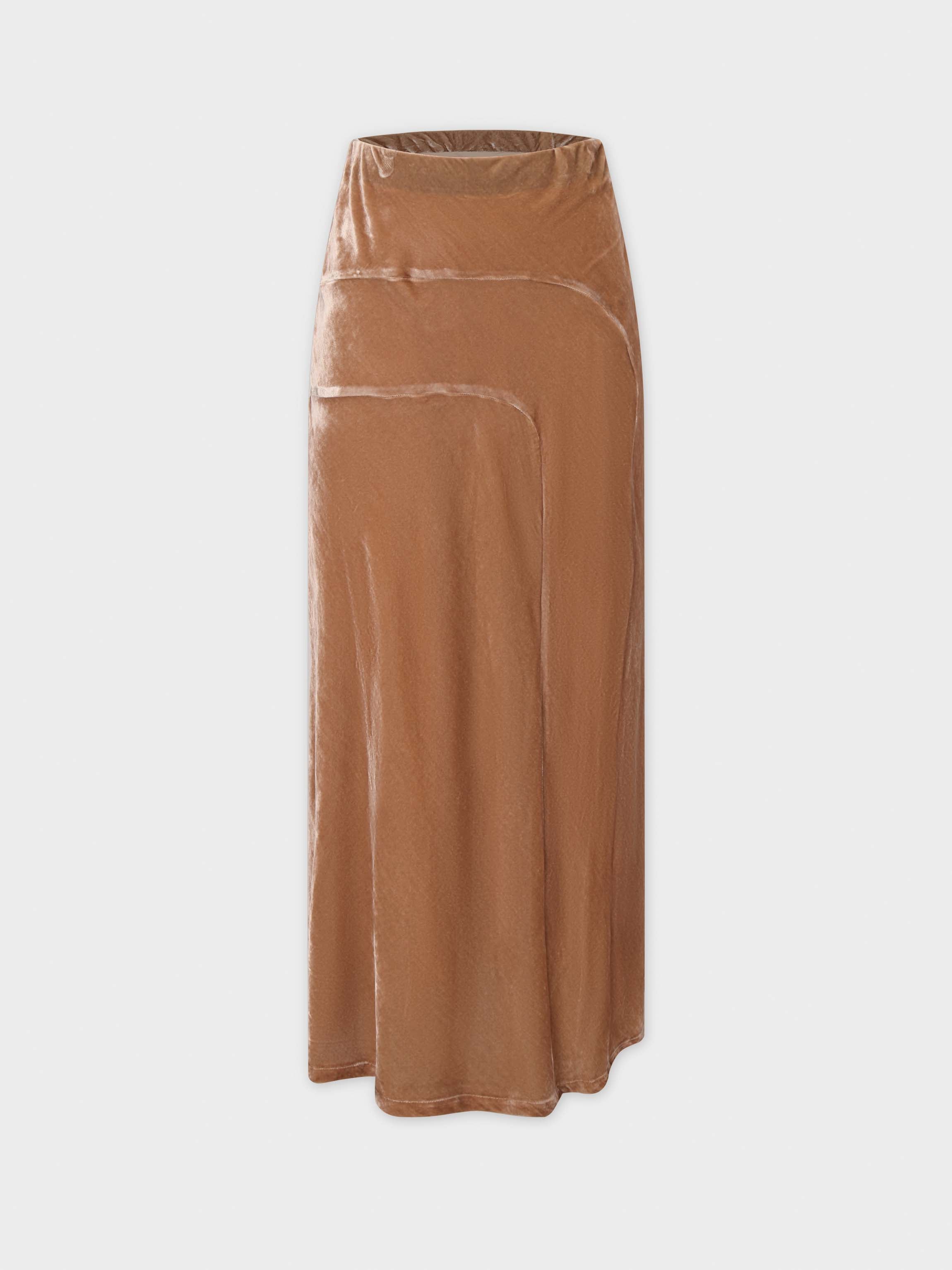 Velvet Slip Skirt-Taupe