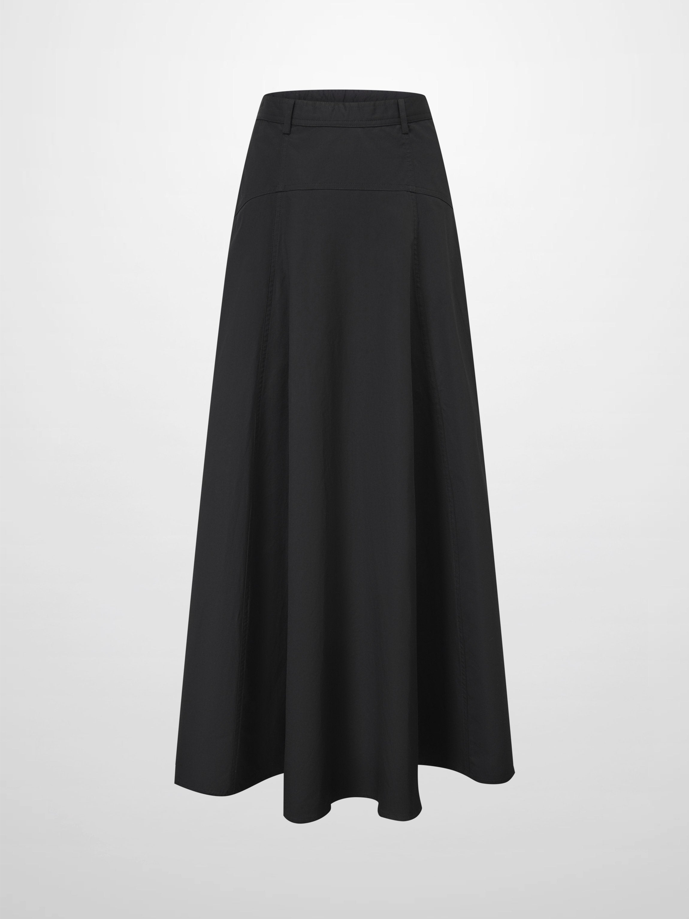 Cotton Yoke Circle Skirt-Black