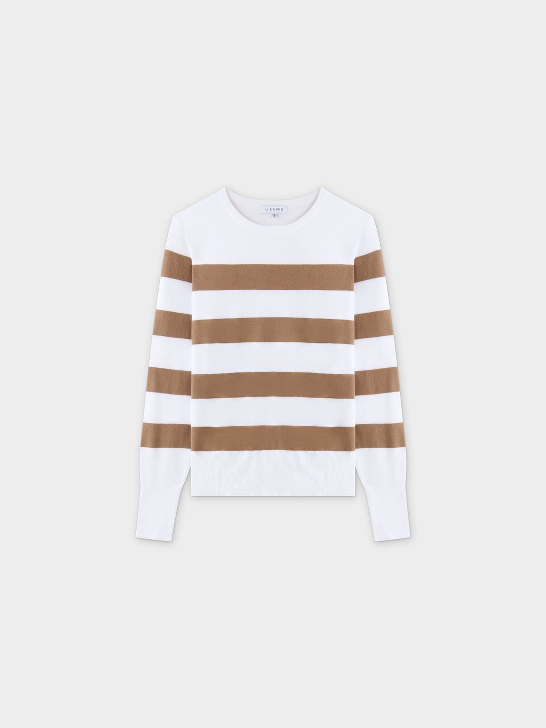 Striped Cotton Sweater-Tan