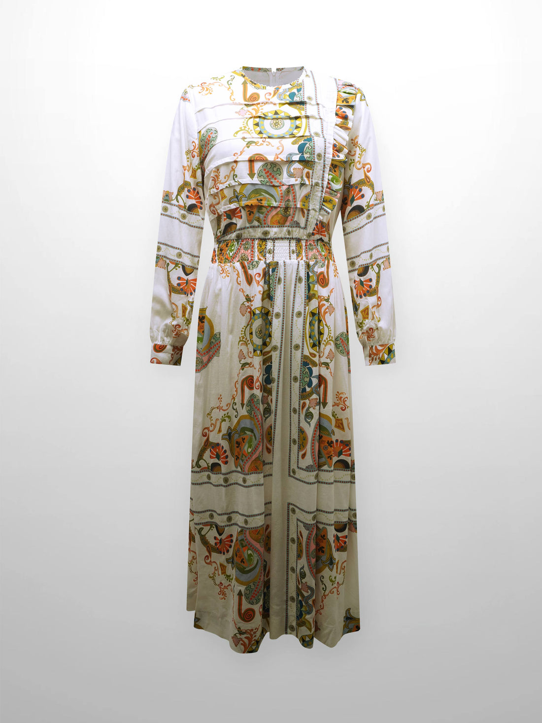 Smocked Waist Dress-Oriental Paisley