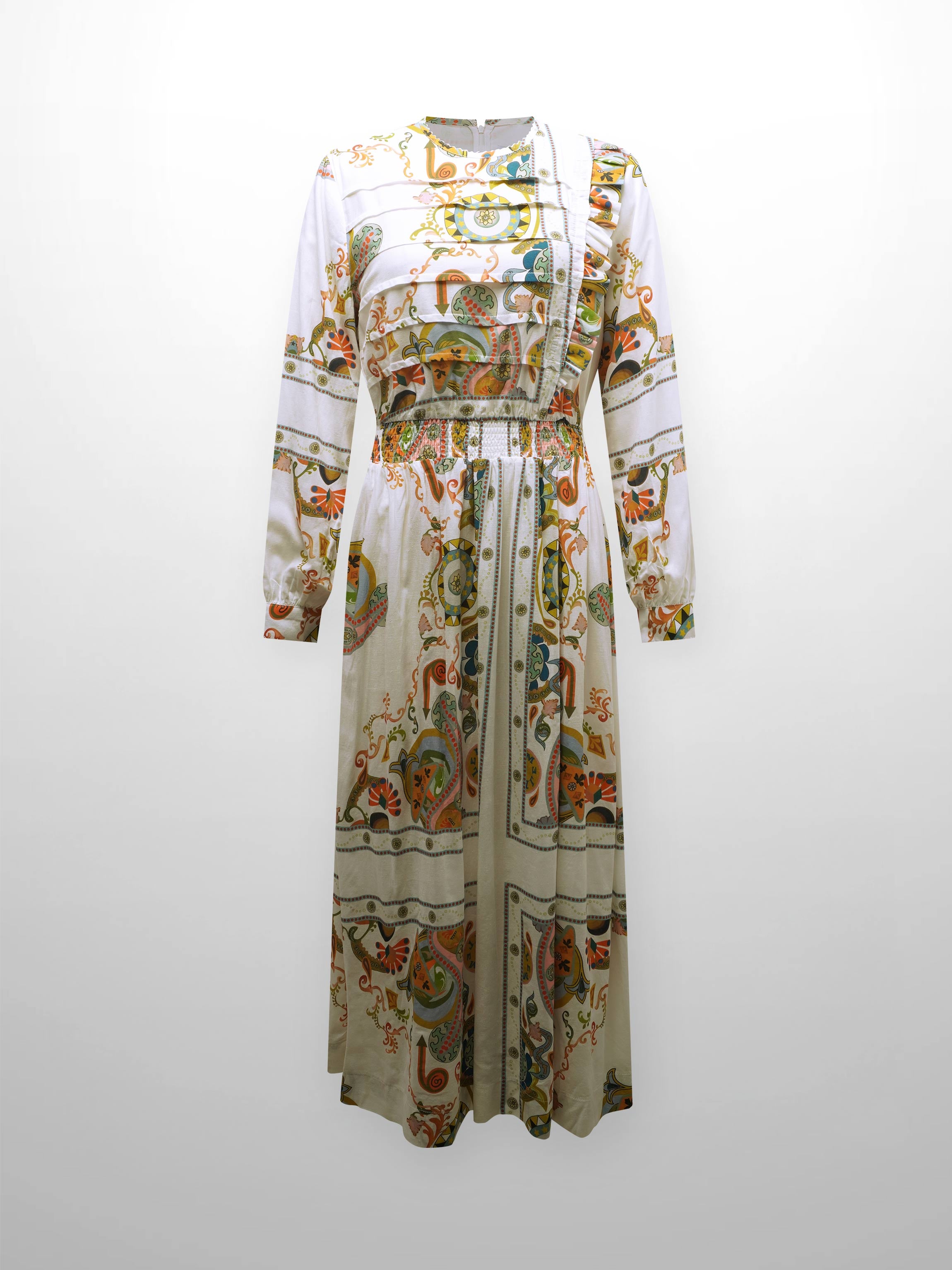 Smocked Waist Dress-Oriental Paisley