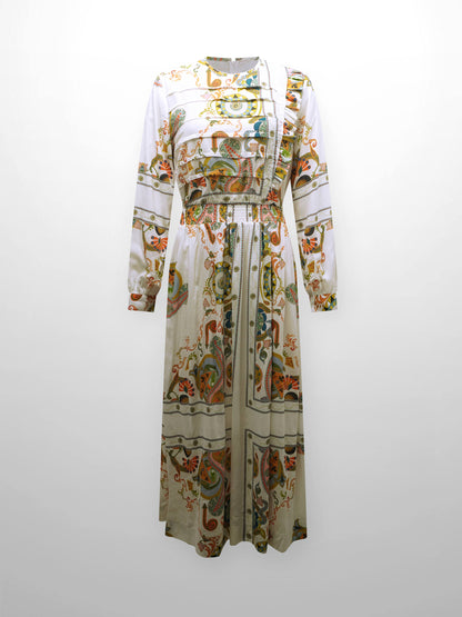 Smocked Waist Dress-Oriental Paisley