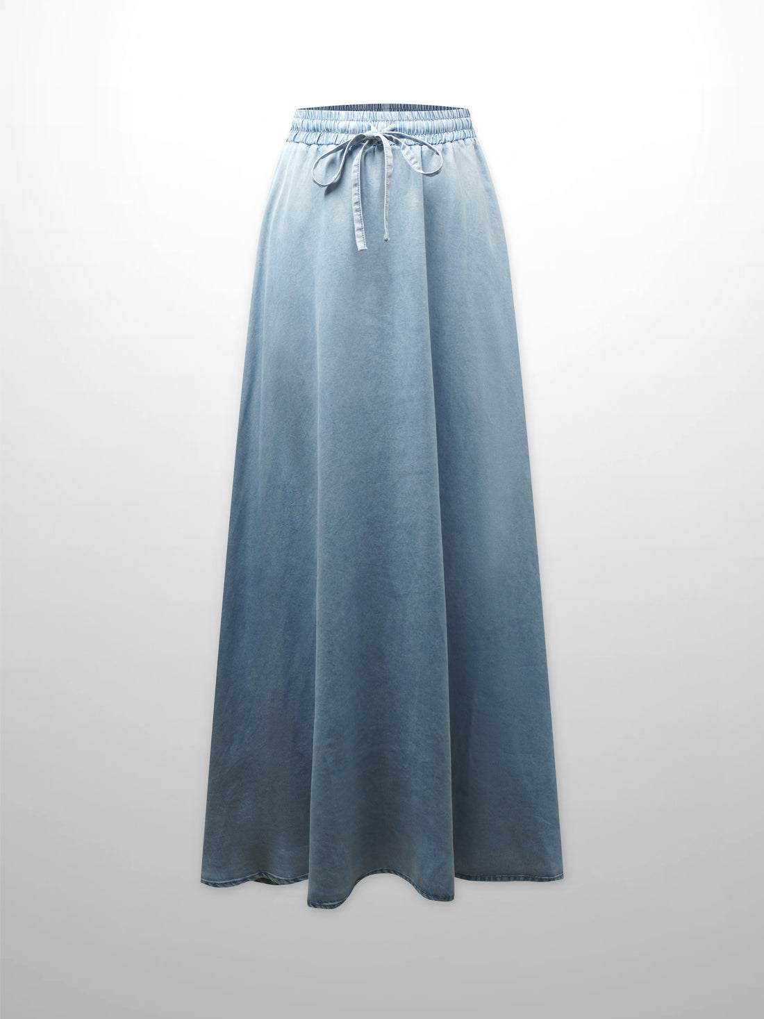 Drawstring Circle Skirt-Light Blue Denim
