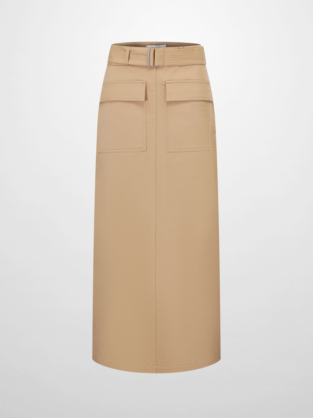 Belted Straight Cargo Pocket Skirt-Tan