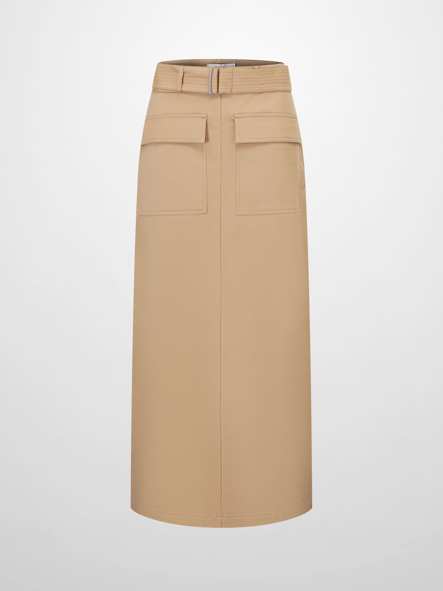 Belted Straight Cargo Pocket Skirt-Tan