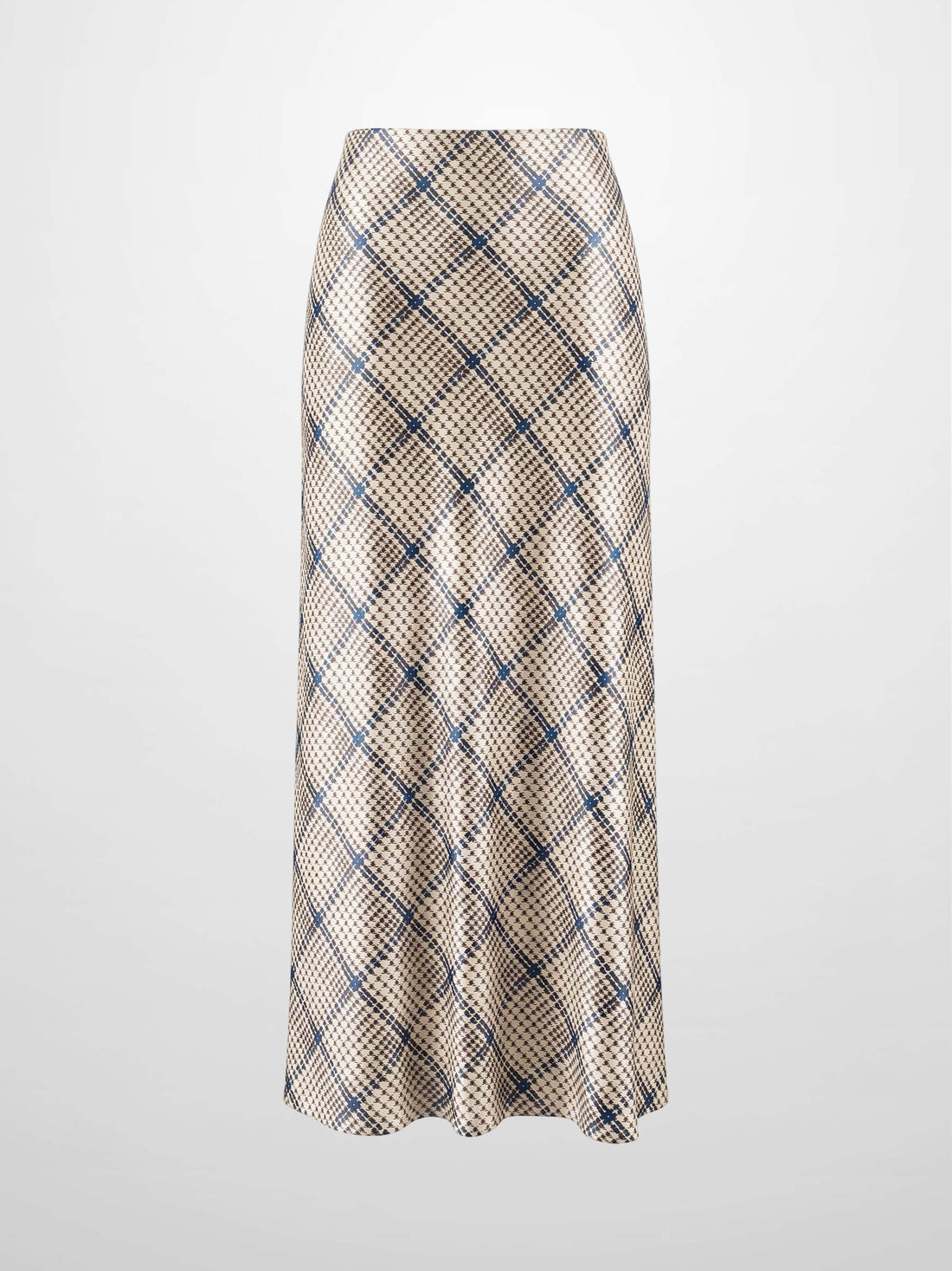 Print Slip Skirt-Brown Houndstooth