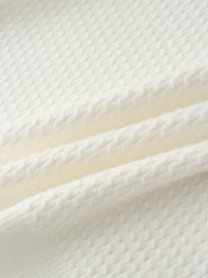 Textured Crew Cardigan-Ivory