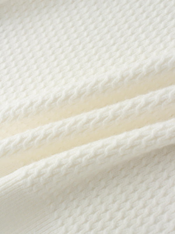 Textured Crew Cardigan-Ivory