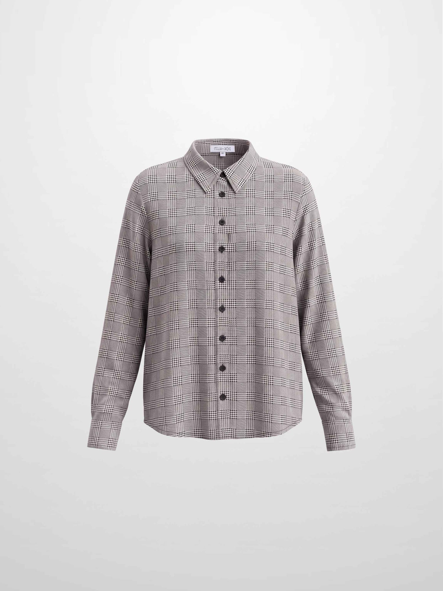 Houndstooth Button Down Blouse-Black/White