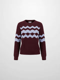 Waffle Designed Sweater - Burgundy/Light Blue
