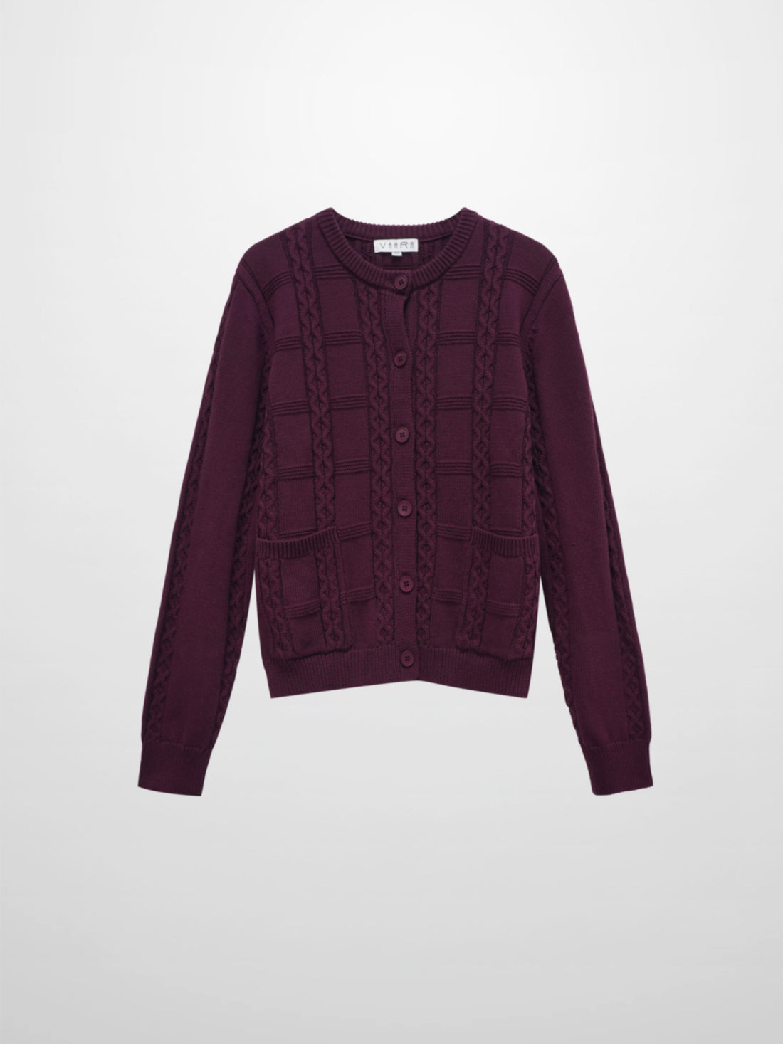 Cable Design Cardigan-Burgundy