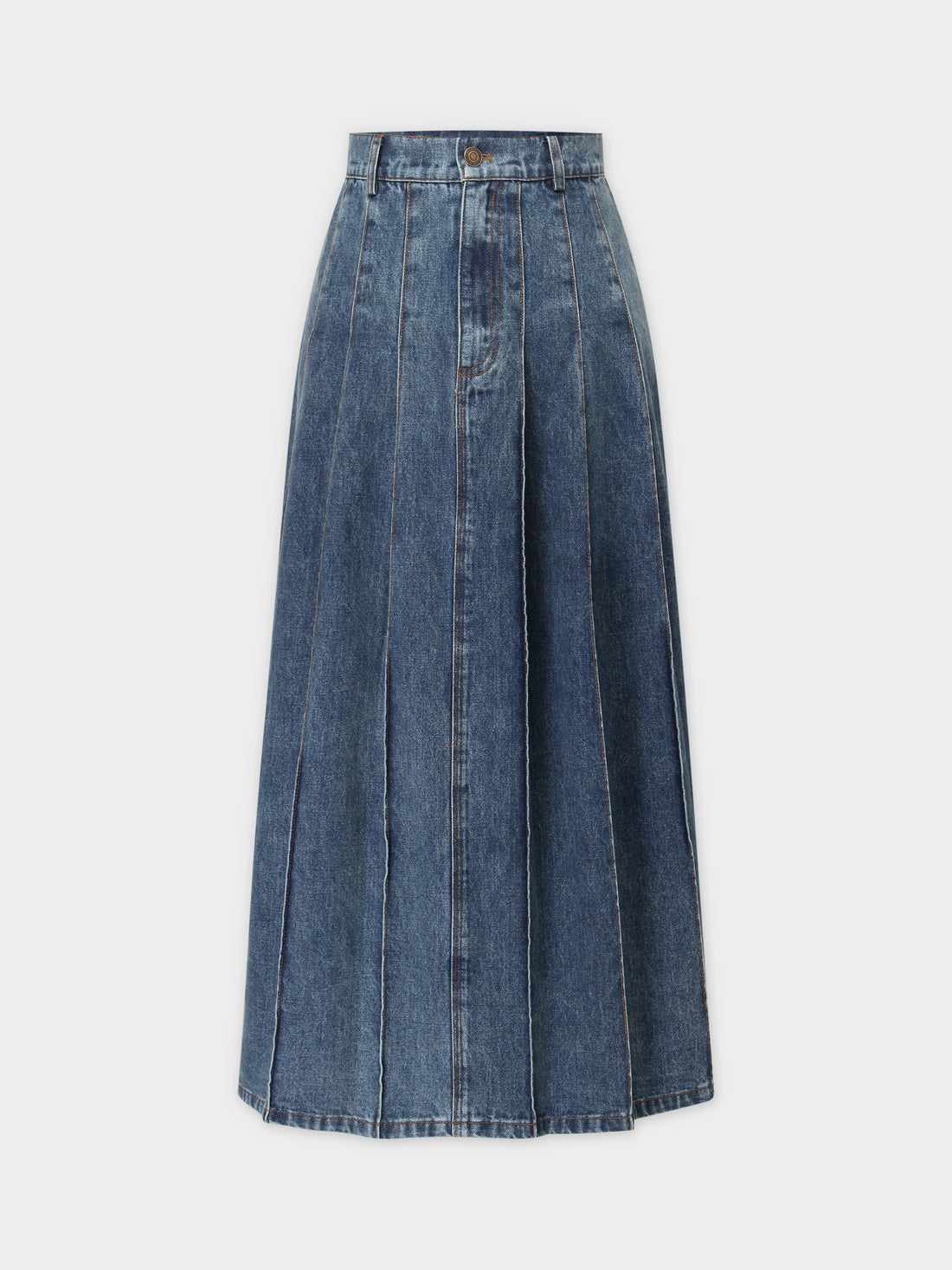 blue pleated skirt