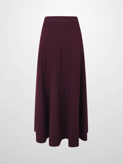 V Paneled Maxi Skirt-Burgundy