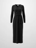 Crossover Knit Maxi Dress - Black