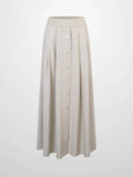 Elastic Waist Button Down Skirt-Latte