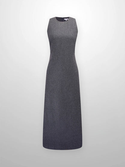 Basic Wool Blend Slip Dress-Grey