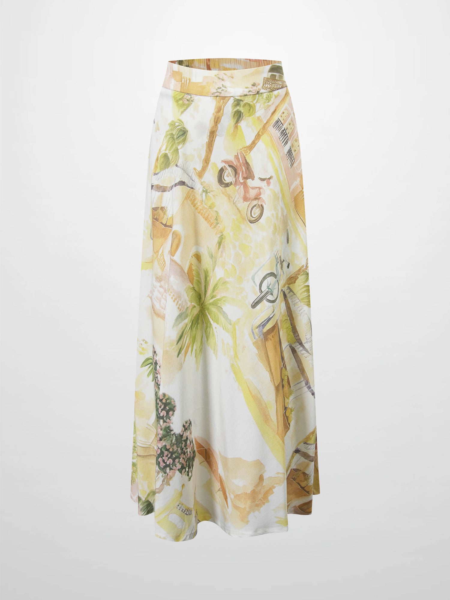 Printed Flare Skirt-City Street